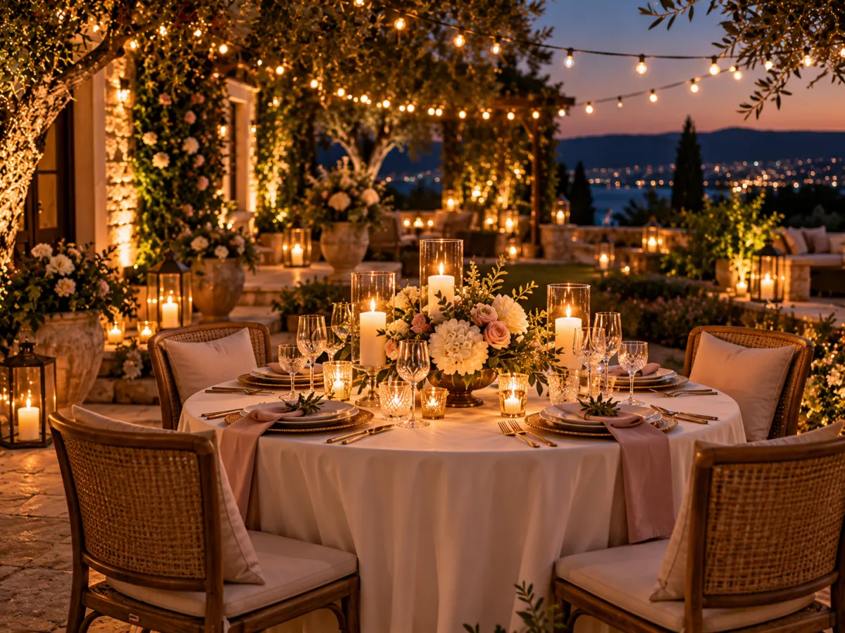 Romantic Dinner Setup for Four